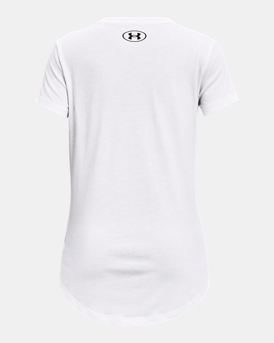 Camiseta de manga corta con estampado UA Sportstyle para niña, White, pdpMainDesktop image number 1